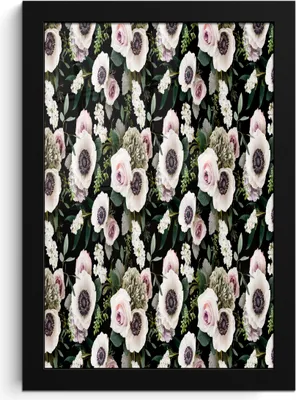 Produktbild von MuchoWow® MuchoWow® Gerahmtes Poster Blumen - Rosen - Anemone - Flieder 20x30 cm - Poster mit zchwarzem Bilderrahmen - Drucken - Bilder Poster im Rahmen