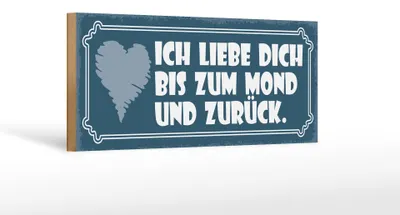 Produktbild von Holzschild Spruch 27x10cm ich liebe dich bis zum Mond und