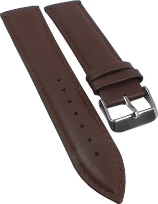 Produktbild von Minott | Uhrenarmband glattes Leder braun gepolstert Ton in Ton Naht, Stegbreite:22mm, Schließe:Silbern