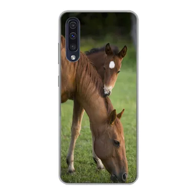Produktbild von MuchoWow® Handyhülle Schutzhülle Hülle für Samsung Galaxy A30s Pferde - Gras - Porträt Silikon Softcase Handy Hülle - Karteninhaber