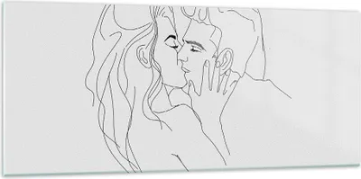 Produktbild von Bilder auf glas - Einteilig - Kuss Paar Skizze - 120x50cm - Glasbilder - Wandbilder - Bilder - zum Aufhängen bereit - Wanddekoration aus Glas - Glas Bilder - Wandbild auf Glas - GAB120x50-4434