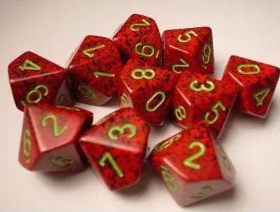 Imagen del producto de Juego de dados poliedricos Chessex Speckled d10 - Fresa