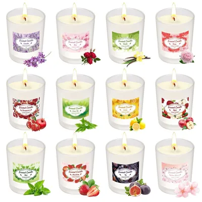 Produktbild von Duftkerzen im Glas Set 12 Stück Sojawachs 180 Std Brenndauer Aromatherapie Geschenk