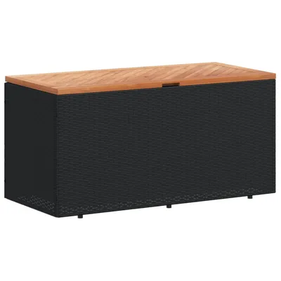 Obrázek produktu pro Zahradní úložný box černý 110x50x54 cm polyratan akáciové dřevo