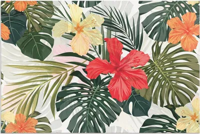 Imagen del producto de Hojas y flores de Monstera tropicales – Alfombra de vinilo – 100x150 cm – Alfombra para exteriores – Terraza – Resistente a la intemperie – Moderna