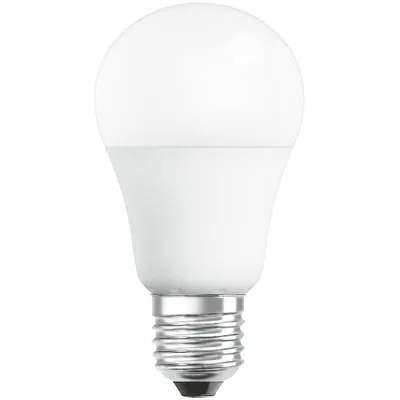 A white LED light bulb with a silver screw base, isolated on a white background.