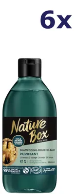 Produktbild von 6x Nature Box - 4-in-1 reinigende douchegel en shampoo - Met notenolie 250ml