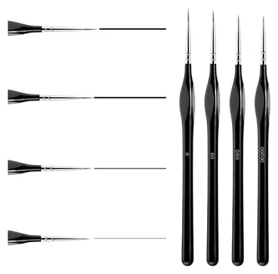 Produktbild von 4 Stück Feine Pinsel Set für Modellbau und Miniaturmalerei