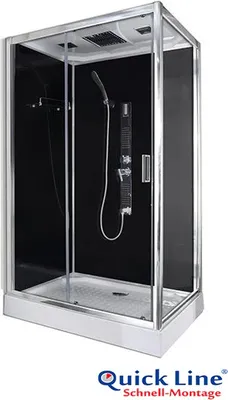Produktbild von Sanotechnik Komplettduschkabine TREND 3 Glaspaneel schwarz 80cm x 120cm x 215cm