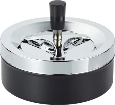 Produktbild von Large Ash Tray Approx. 14 cm Diameter Metal / Chrome / Black