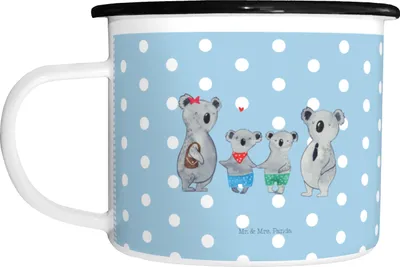Produktbild von Mr. & Mrs. Panda Teetasse Koala Familie zwei - Blau Pastell - Geschenk, Haferl, Emaille Becher, Große Tasse, Muttertag, Koalabär, Pott