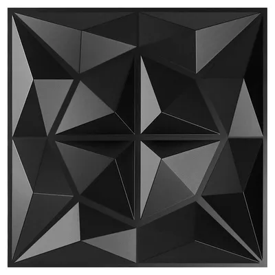 Productafbeelding van Ikodm 3D panelen, 50x50 cm, zwart, diamantdesign, PVC. Grote wandbekleding, modern