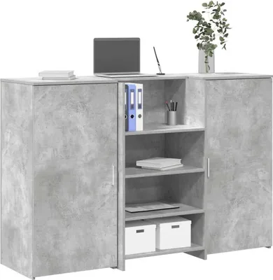 Produktbild von "2026 Promotion" Empfangstheke Betongrau 155x50x103,5 cm Holzwerkstoff - Schreibtische CC17879