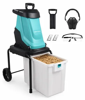 Image de Broyeur de branches électrique 3000 W - Branches de diamètre 45 mm - Bac de récupération de 55 litres - Broyeur de déchets de jardin