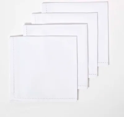 Obrázek produktu pro HOMESCAPES Bavlněné látkové ubrousky, sada 4 kusů, bílé
