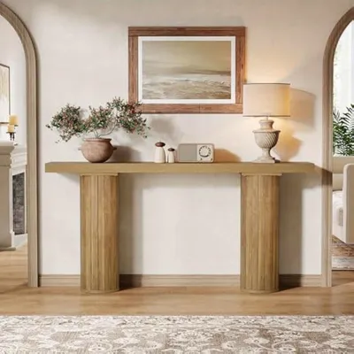 Immagine prodotto di Tavolino consolle – Tavolino laterale – Tavolino da divano – Tavolino d'appoggio – Tavolino a parete – 160 cm – Bianco, realizzato in MDF – Capacità di carico: 90 kg