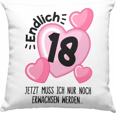 Produktbild von Trendation - 18. Geburtstag Deko-Kissen mit Füllung 40x40 Geschenk Mädchen Geschenkidee Lustig Spruch 18 Geschenke Geschenkideen zum 18 Bday 18er (Grau)