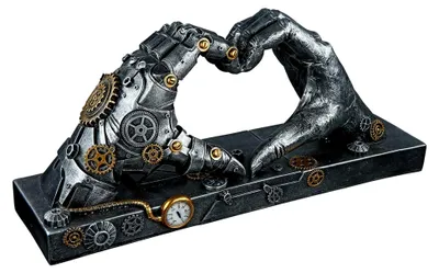 Produktbild von Skulptur Hand in Herzform im Steampunk-Stil