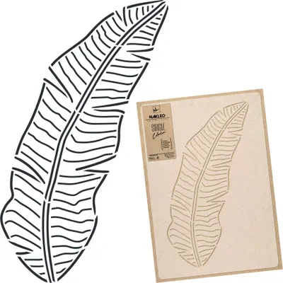 Produktbild von Große Malschablonen M 43x64 cm, Bananenblatt Art Deco Umriss Muster, Wiederverwendbare Kunststoff Wandschablone