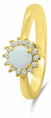Produktbild von Wunderschö ner vergoldeter Ring mit Opal und Zirkonen RI056Y - Schaltung: 52 mm