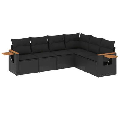 Produktbild von vidaXL 6-tlg. Garten-Sofagarnitur mit Kissen Schwarz Poly Rattan