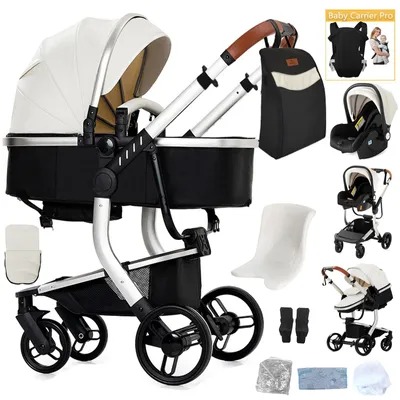 Productafbeelding van Babywagen, 3-in-1, ombouwbaar, compact inklapbaar, model X518-WIT