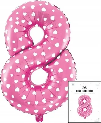 Obrázek produktu pro fóliový balónek číslo 8 růžový s tečkami na narozeninovou párty 40cm
