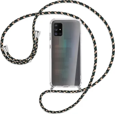 Produktbild von Handykette Backcover-Schutzhülle mit Band (Metall silberfarben) für Samsung Galaxy A71 5G - camouflage