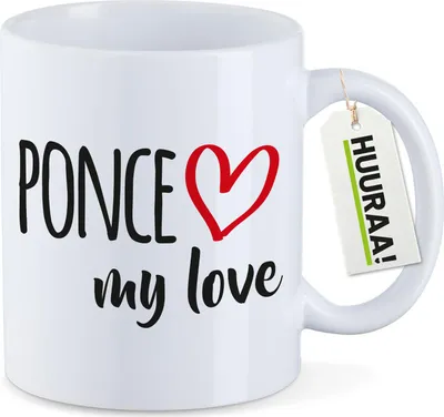 Produktbild von Huuraa Kaffeetasse Ponce my love 330ml Weiß Keramik Kaffeebecher Geschenkidee