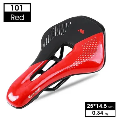 Immagine prodotto di Sella per bicicletta - Sella per bici da corsa - Ammortizzata - Ecopelle - 25 x 14,5 cm - Per uomo - Rossa