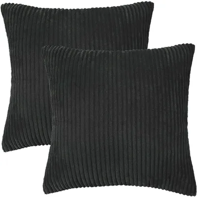 Productafbeelding van Kussensloop fluweel, 2 stuks, zwart, 45x45 cm / 50x50 cm