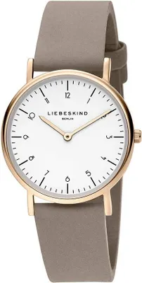 Image de Montre-bracelet pour femme – Boîtier rond en acier inoxydable de 34 mm – Bracelet en cuir beige – Étanche jusqu'à 5 ATM – Classique et élégante – Cadran facile à lire