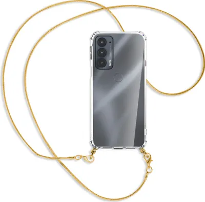 Produktbild von Handykette Backcover-Schutzhülle mit Band (Metall goldfarben) für Motorola Edge 20 - goldfarbene Kette Snake