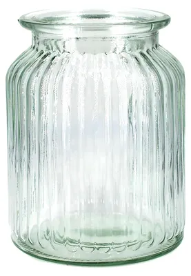 Produktbild von Windlicht aus Glas 11x14,5cm Teelichthalter kleine Vase gerillt transparent