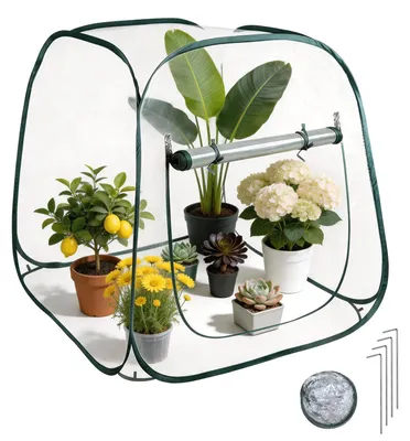 Immagine prodotto di Mini serre pop-up, dimensioni 100 x 100 x 97 cm, serre in plastica resistenti al freddo invernale