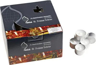 Produktbild von Gala Kerzen 030 111 001 Premium Teelichter, Ø 3,8cm, weiß (100er Pack)