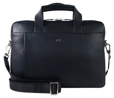 Productafbeelding van Koffertas/Laptop tas GOLF. Zwarte, uni lederen koffertas