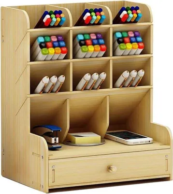 Produktbild von Welikera Organizer, Schreibtisch-Organizer aus Holz, multifunktionale Schublade, Schrein, Schreibtisch-Aufbewahrungsbox, Stifthalter, Weißer Ahorn