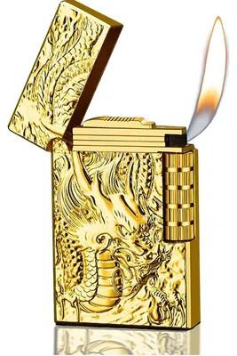 Nachfüllbares Feuerzeug mit Drachenmuster, Seitenrad, 7x3x1 cm