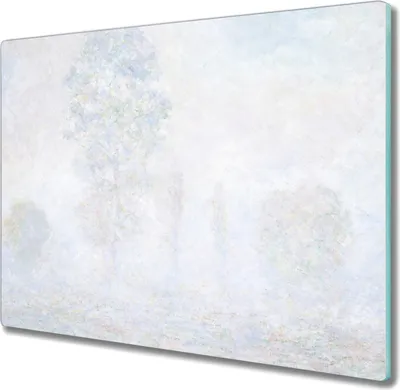 Produktbild von Coloray Herdabdeckplatte 60x52 cm Schneidebrett Kochplattenabdeckung Küchenbrett Hackbrett - Bäume im Nebel