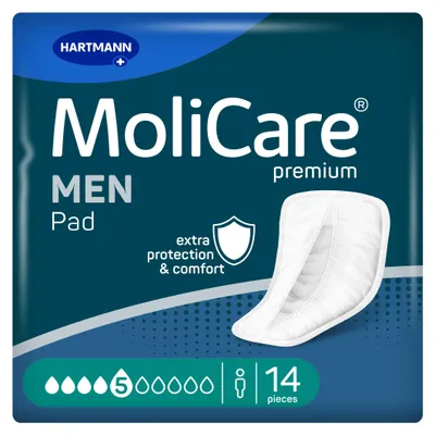 Produktbild von MoliCare MEN Pad 5 Tropfen, Inkontinenzeinlagen für Männer, 14 Stück, sofort trockenes Gefühl