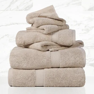 Imagen del producto de Juego de toallas de 6 piezas, algodón egipcio, 2 toallas de baño, 2 toallas de mano, 2 toallas faciales, para baño