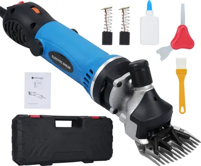 Produktbild von Elektrische Schafschere, 1450 W, Hochleistungs-Schafschermaschine, 6 Geschwindigkeiten, 2800 U/min, mit 13-Zahn-Klinge, geeignet fuer Schafe, Ziegen, Kamele und Alpakas, blau, EU-Stecker