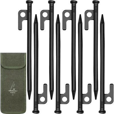 Obrázok produktu pre Stanové kolíky 30 cm, 8 ks, ocel, čierna, pre kempovanie