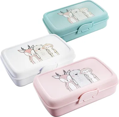Produktbild von 3er Set Kinder Brotdose mit 3 Fächern Lunch box, Kindergarten Grundschule