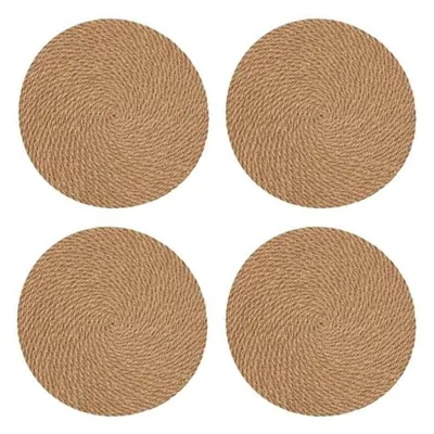 Productafbeelding van Placemats Set van 2 - Hittebestendig - Ronde Placemats - Natuurlijke Linnen - Milieuvriendelijk - Diameter 24cm - Onderzetters