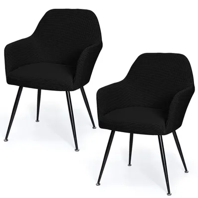 Immagine prodotto di Copridivani 2 pezzi con braccioli, tessuto jacquard elasticizzato, colore nero, lavabile