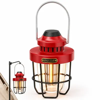 Produktbild von Wiederaufladbare LED Camping Laterne, Retro Metall Laterne mit stufenloser Dimmfunktion, warmweißem Licht, Outdoor Lampe für Garten, Zelt & Zuhause