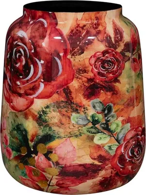 A close-up view of a vase with a floral pattern.