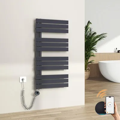 Produktbild von S'AFIELINA 1041x500mm Handtuchheizkörper Elektrisch, Badheizkörper Elektrisch mit Thermostat, WiFi,programmierbarem Timer,LCD-Anzeige,600 W,Anthrazit